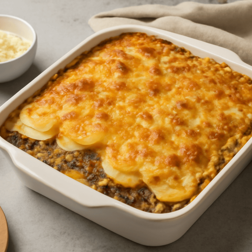 Bulvių apkepas su faršu – patiekalas visai šeimai