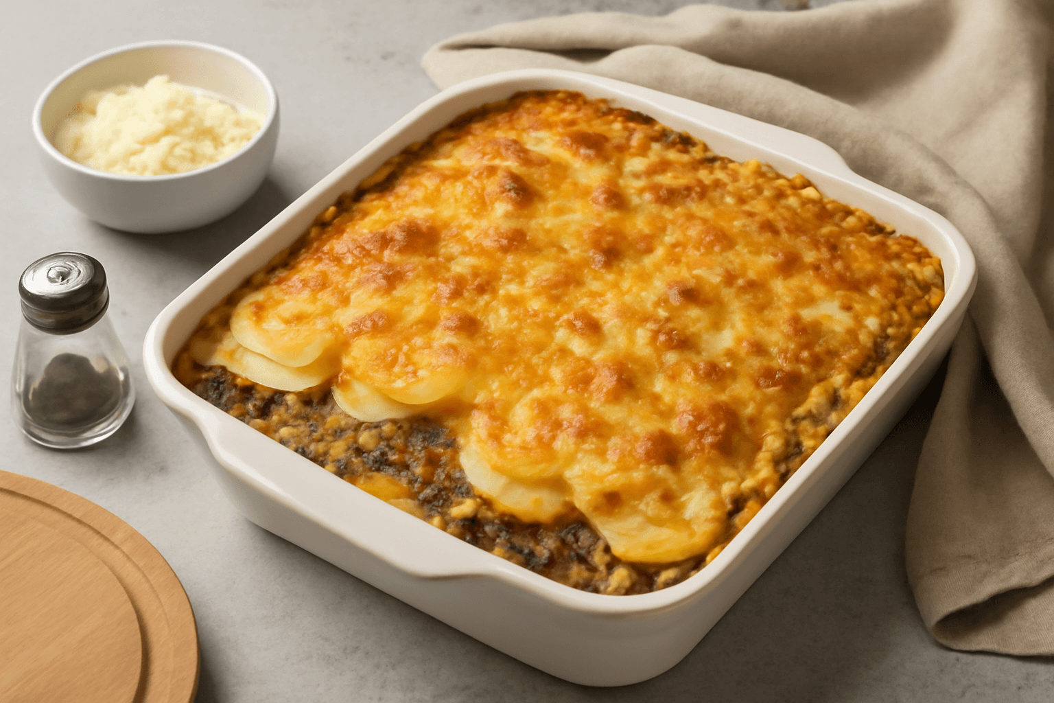 Bulvių apkepas su faršu – patiekalas visai šeimai