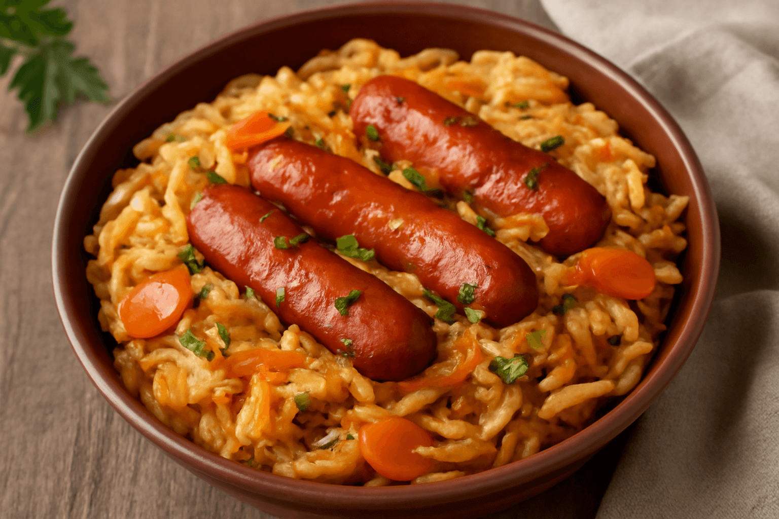 Troškinti kopūstai su dešrelėmis – kaimiško skonio klasika