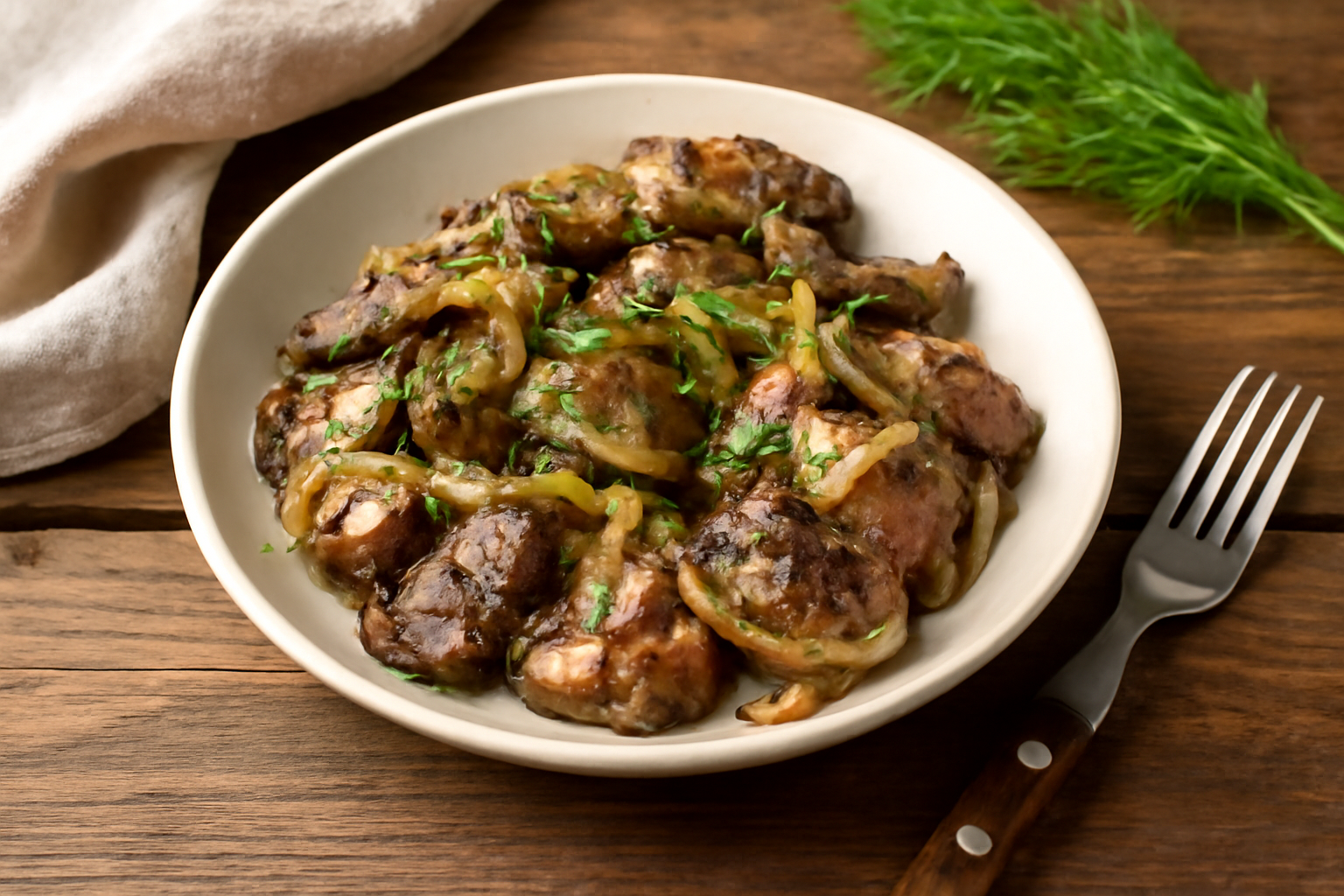 Vištienos kepenėlės su svogūnais – klasika pagal močiutę