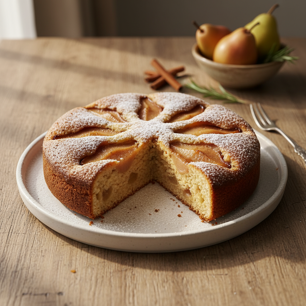 Burnoje tirpstantis kriaušių pyragas: paprastas receptas