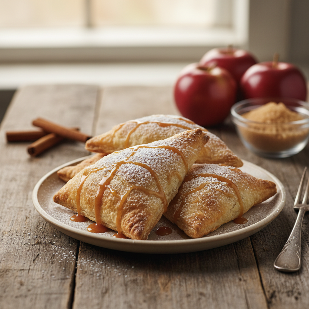 Sluoksniuotos tešlos pyragėliai su obuoliais: receptas