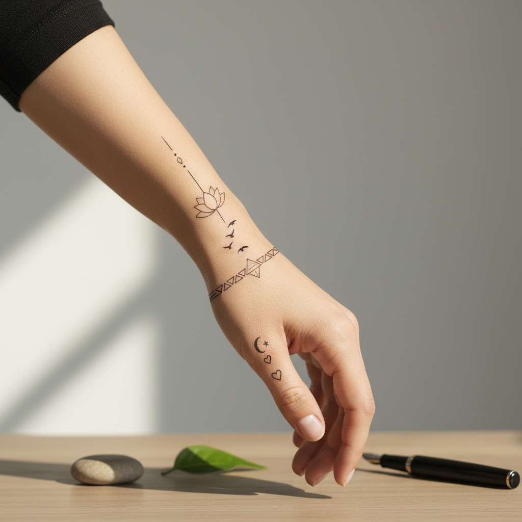 Mažos tatuiruotės moterims ant riešo: stilingos idėjos