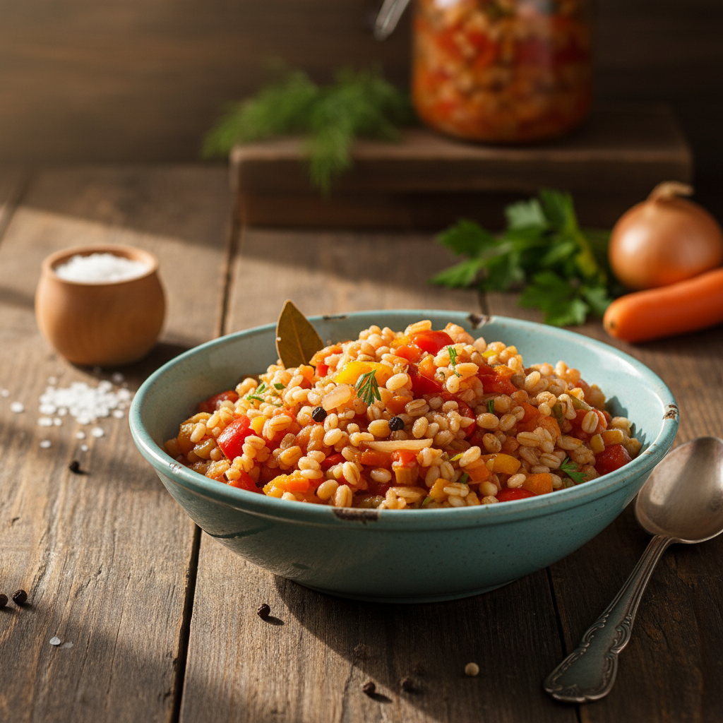 Perlinių kruopų mišrainė žiemai: receptas skubantiems