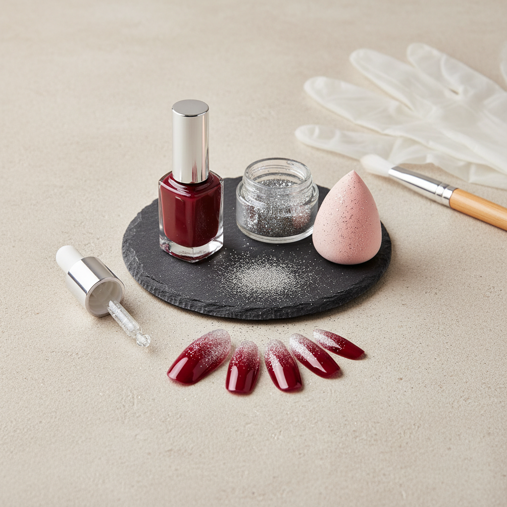 Raudoni nagai su blizgučiais: pagrindinės sezono taisyklės