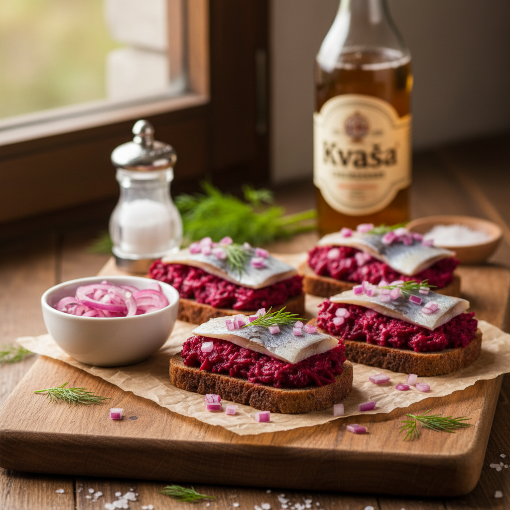 Sumuštiniai su silke ir burokėliais: paprastas receptas