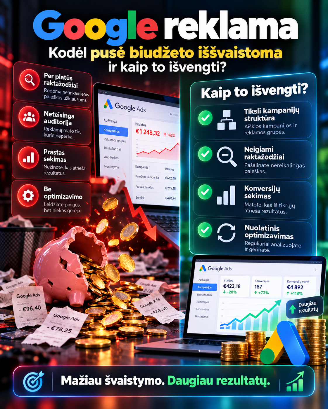 Google reklama: kodėl pusė biudžeto iššvaistoma ir kaip to išvengti?